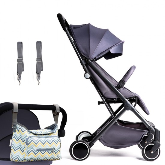 Travel Lite Stroller - SLD by Teknum - Dark Grey + Sunveno Baby Stroller Organizer/Bag - Yellow wave
